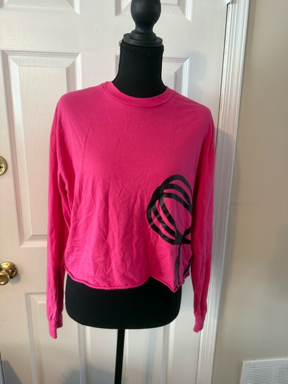 TNA Hot Pink Long Sleeve Tee with Black Graphic